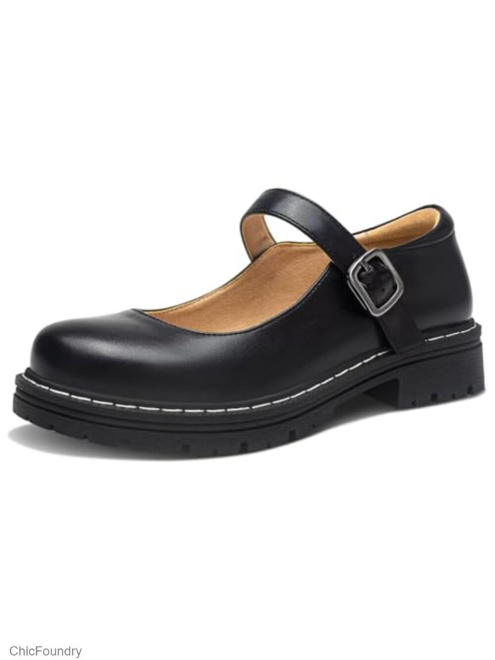 Gothic Mary Jane Oxford Flats Women Round Toe Buckle Ankle Strap Comfortable